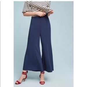Maeve Anthropologie Canna Culotte Navy Blue High Rise Wide-Leg Pants Size 8